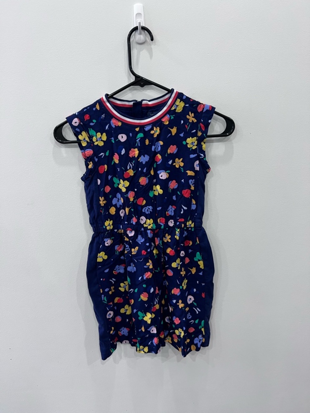 Tommy Hilfiger Navy Girls size 7 Floral Dress Elastic Waist with Pockets